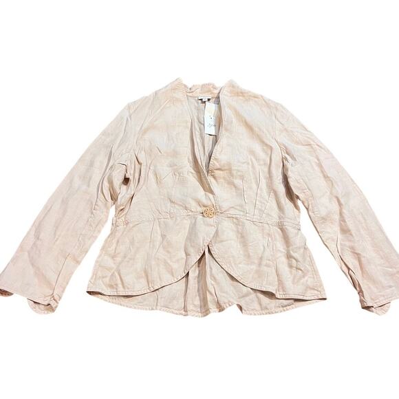 NWT J Jill Linen Single Button Linen Jacket Women’s Size Medium Lagenlook - Picture 1 of 7
